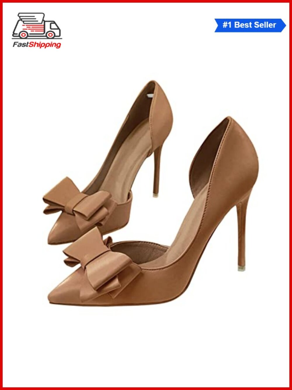 ✨ Womens Bow Heels Closed Pointed Toe Dress Shoes Stiletto Slip on Wedding Pumps